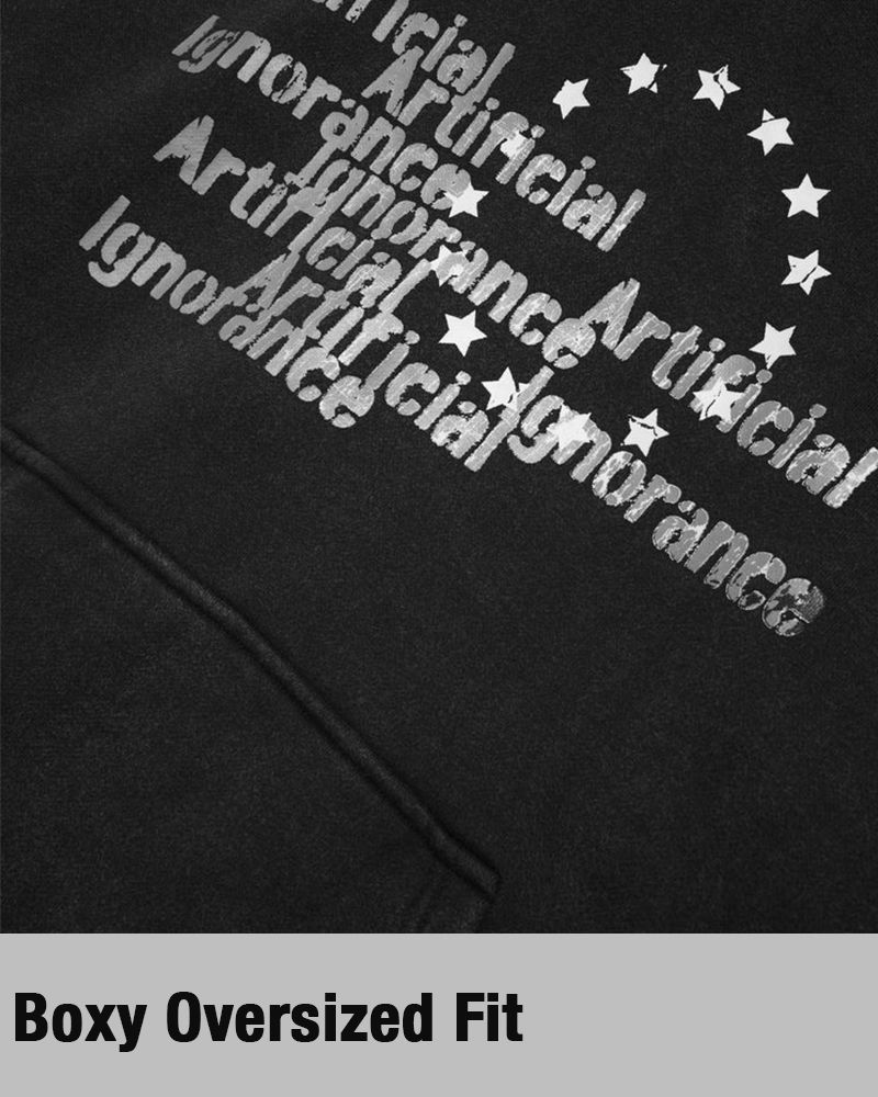 GLOBAL WARNING ARTIFICIAL IGNORANCE BLACK WASHED HOODIE
