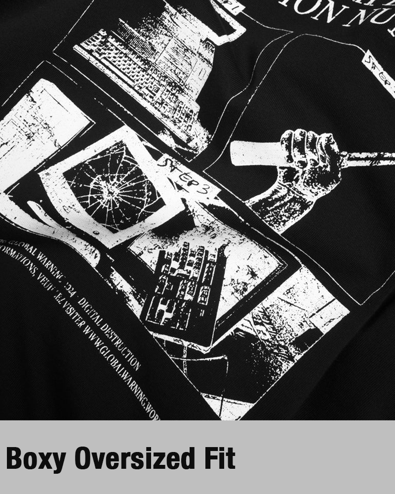 GLOBAL WARNING GUIDE SIMPLE BLACK T-SHIRT