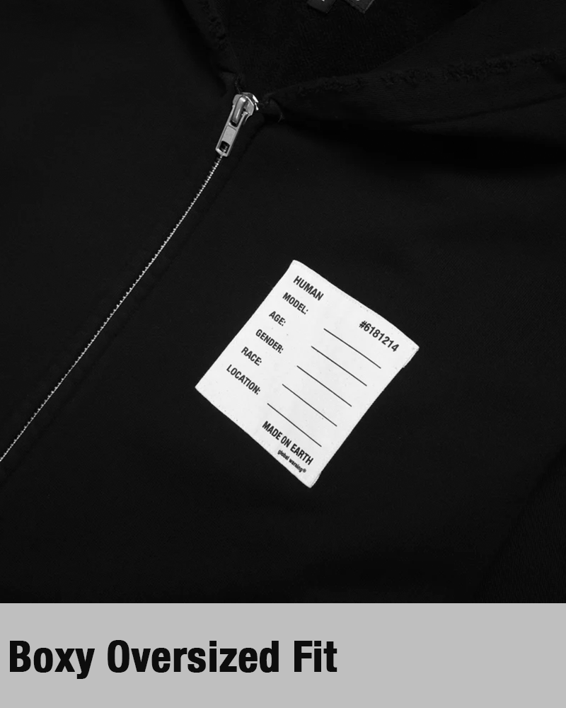 GLOBAL WARNING MADE ON EARTH DISTRESSED ZIP-HOODIE