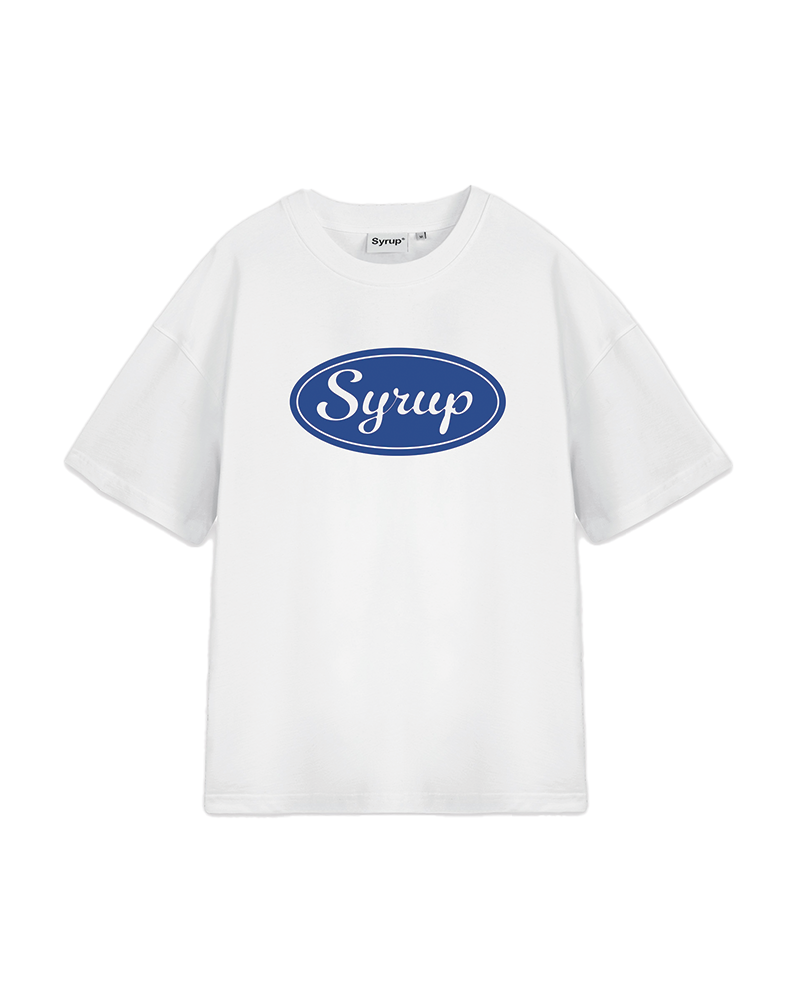 Syrup Blue Logo Tee White