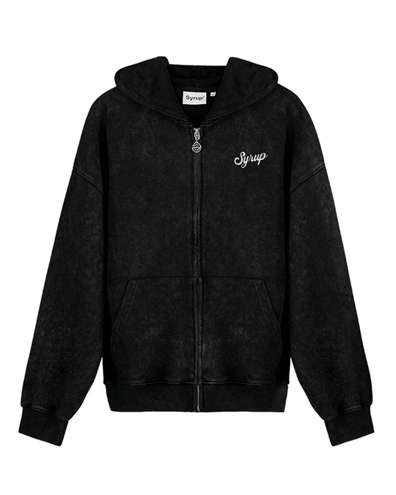 CHEST PRINT ZIPPER BLACK