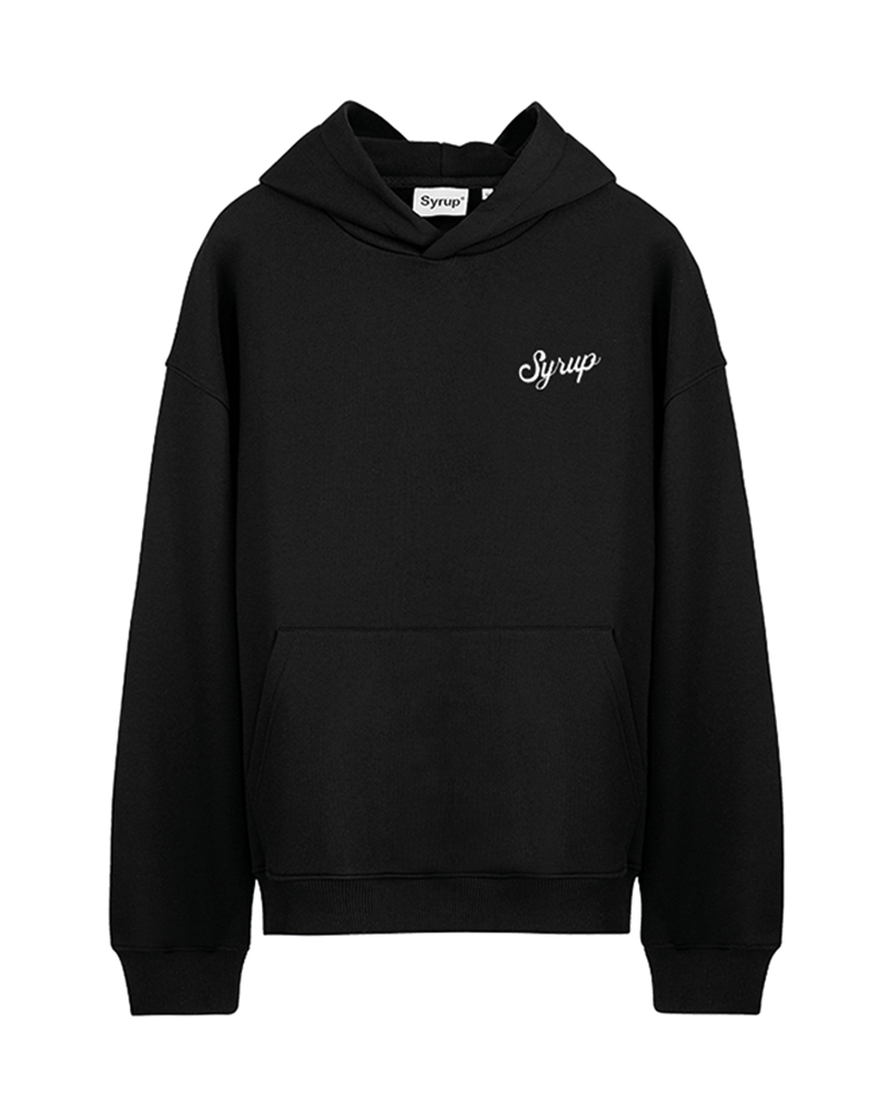 CHEST PRINT HOODIE BLACK