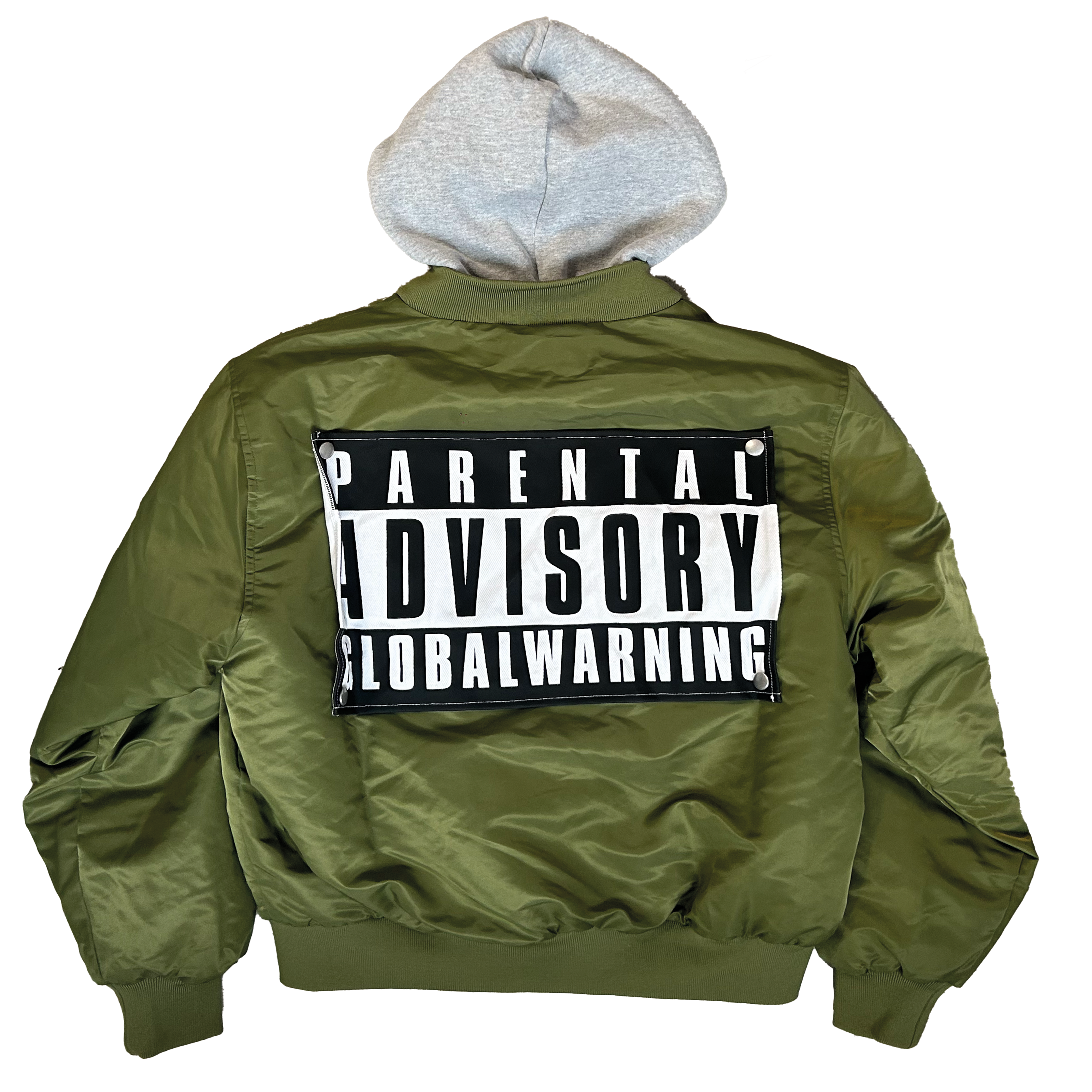 Global Warning Hooded Green Bomber Jacket