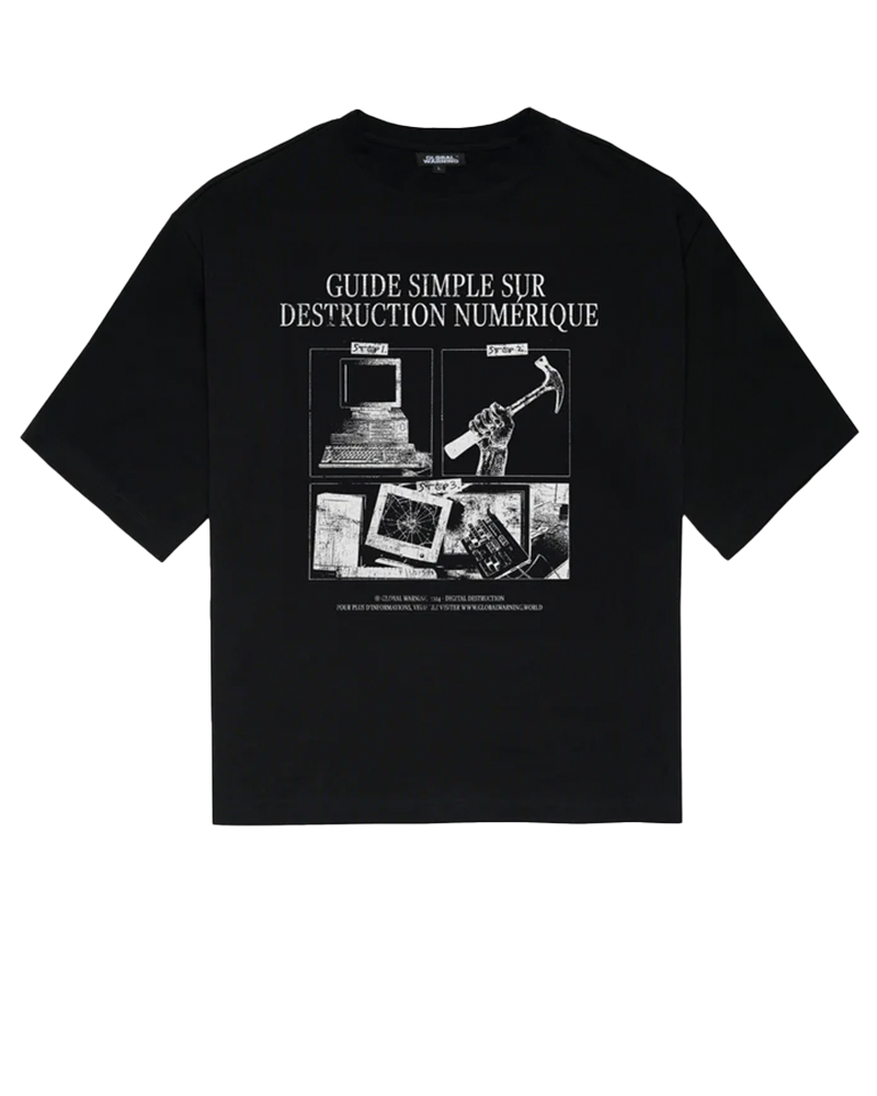 GLOBAL WARNING GUIDE SIMPLE BLACK T-SHIRT