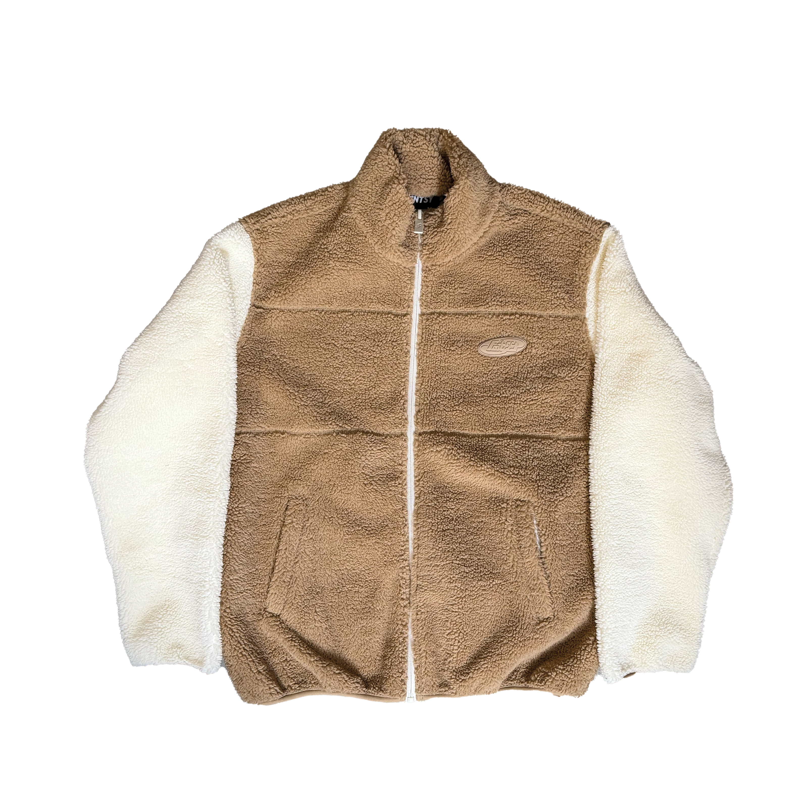 FNTSY Collage Fleece Jacket Beige Brown