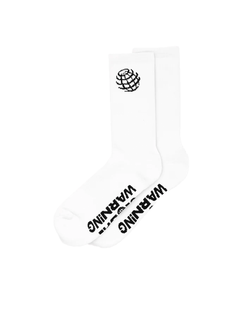 GLOBAL WARNING RASTER GLOBE WHITE LOGO SOCKS