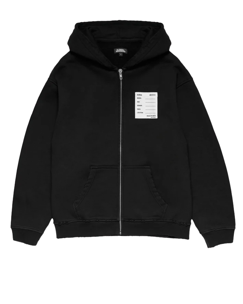 GLOBAL WARNING MADE ON EARTH DISTRESSED ZIP-HOODIE