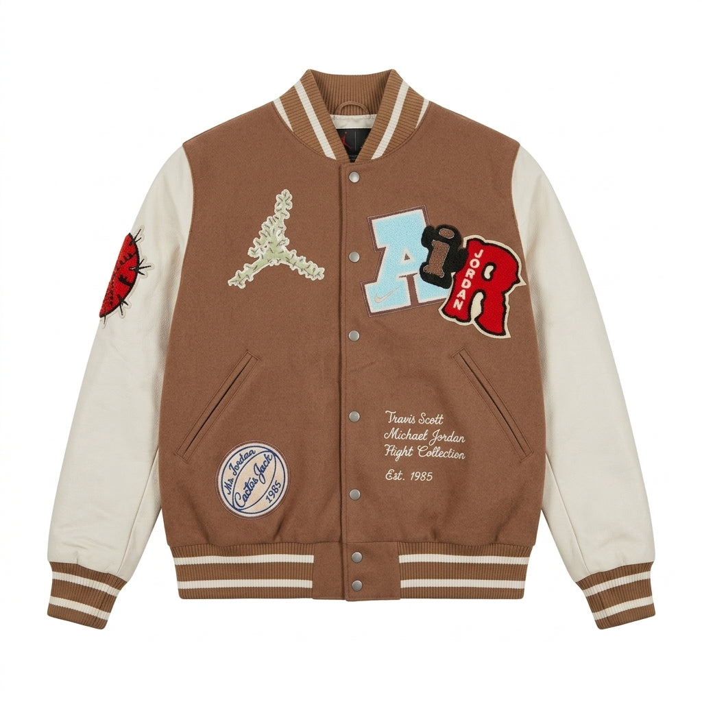 Second Hand Travis Scott x Jordan Varsity Jacket Antique Brown